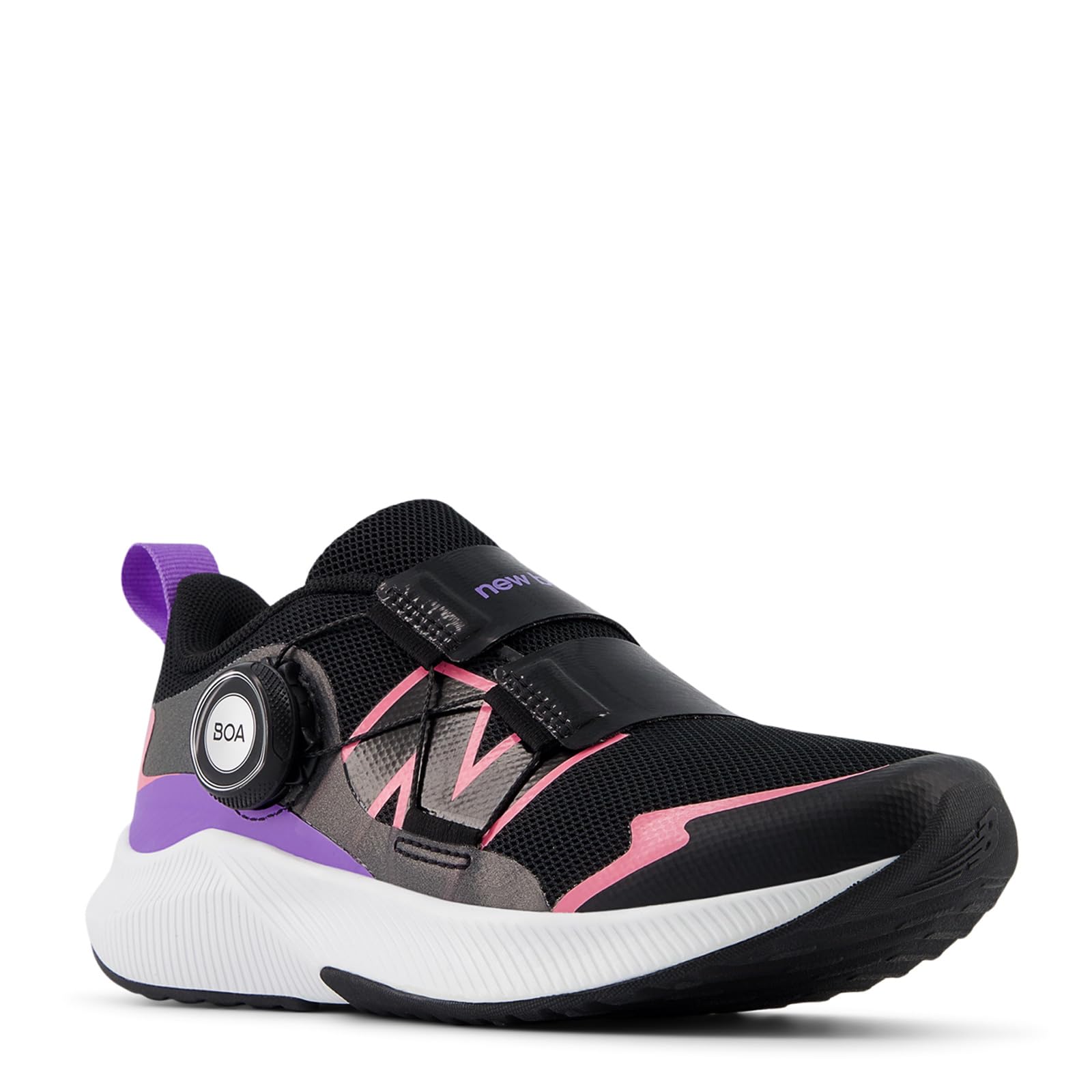 New Balance Kid's DynaSoft Reveal V4 BOA Running Shoe, Black/Signal Pink/Violet Crush, 11 W Little Kid Image