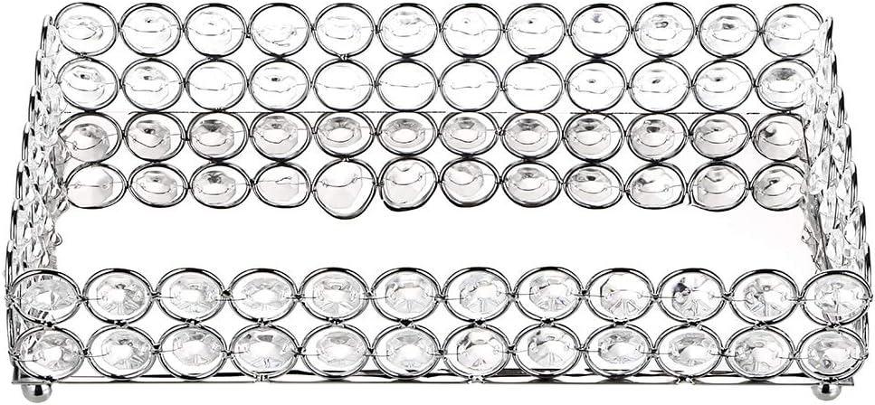 Hipiwe Crystal Cosmetic Makeup Tray - Mirrored Vanity Jewelry Decorative Tray Organizer for Storage Perfume, Toiletries,Trinket, Home Decor Tray for Dresser/Vanity Table, Bathroom: Home & Kitchen
