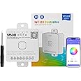 PAUTIX SP530E WiFi Alexa Bluetooth LED Controller Support PWM Monochrome CCT RGB RGBW RGBCCT or SPI TTL IC Chip LED Strip/Matrix WS2811 WS2812B WS2813 WS2814,for COB/SMD LED Strip Light DC5V/12V/24V