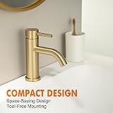 Ibergrif Brushed Nickel Bathroom Basin Mixer Tap Single Hole Lever (Gold view 3