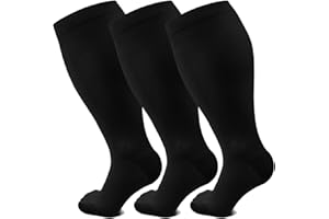 FUELMEFOOT Plus Size Compression Socks for Women Men Wide Calf 15-20 mmHg Extra Large for Circulation Support Recovery