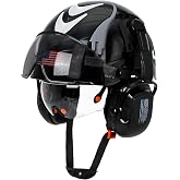 Aolamegs Safe Hard Hat with Dual Visor and Hearing Protection-OSHA Approved Construction Hard Hats with Visor Sunglasses Earmuffs for Men,Vented Forestry Chainsaw Arborist Helmet with Chin Straps