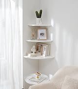 Gieanoo White Corner Shelf 9inch Natural Oak Wood Floating Shelf 90 Degree view 3
