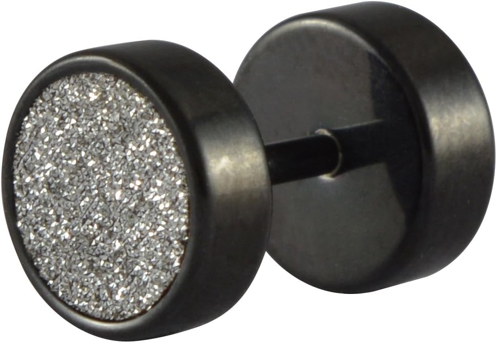 Sarah Black Glitter Single Stud Earring for Men