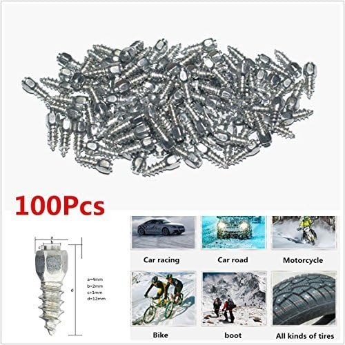 100 X Durable Vehicles Off-Road Wheel Tyres 12mm Racing Track Tire Ice Snow Chains Spikes Studs Spikes Wheel Tyres Car/Truck/ATV