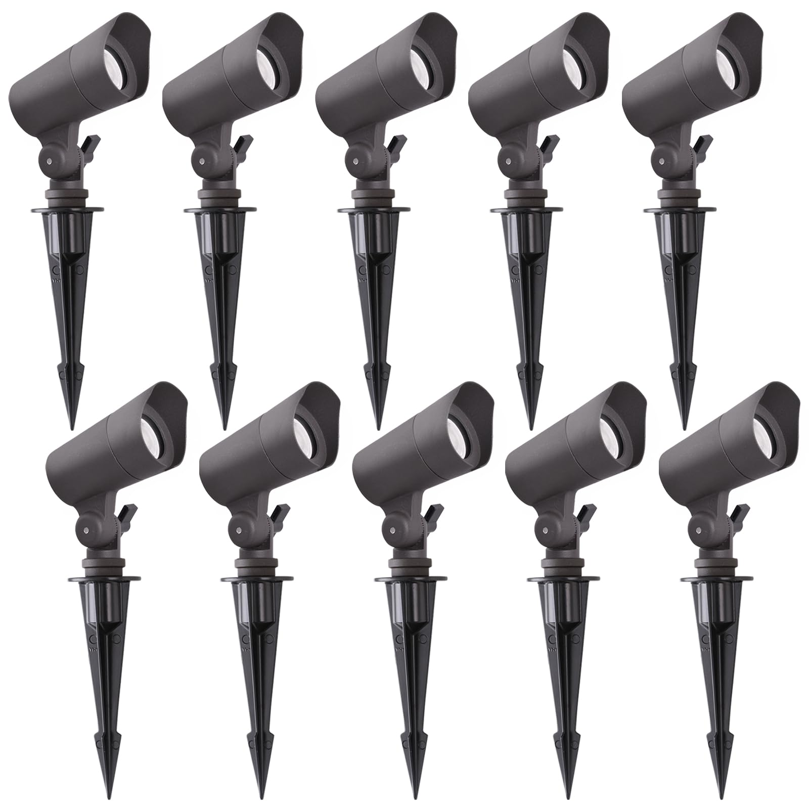 Photo 1 of E ENERGETIC LIGHTING LED Landscape Lights with Connectors, 12V Low Voltage, Warm White 3000k, 4W, 175LM, Outdoor Waterproof Garden Pathway Lights Wall Tree Flag Spotlights with Spike Stand, 10 Pack
