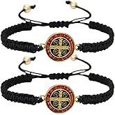 Fuqimanman2020 1~2 Pcs Catholic Adjustable String Bracelets Handmade Woven Saint Benedict Medal Bracelet Religious Bracelet Gifts for Women Men