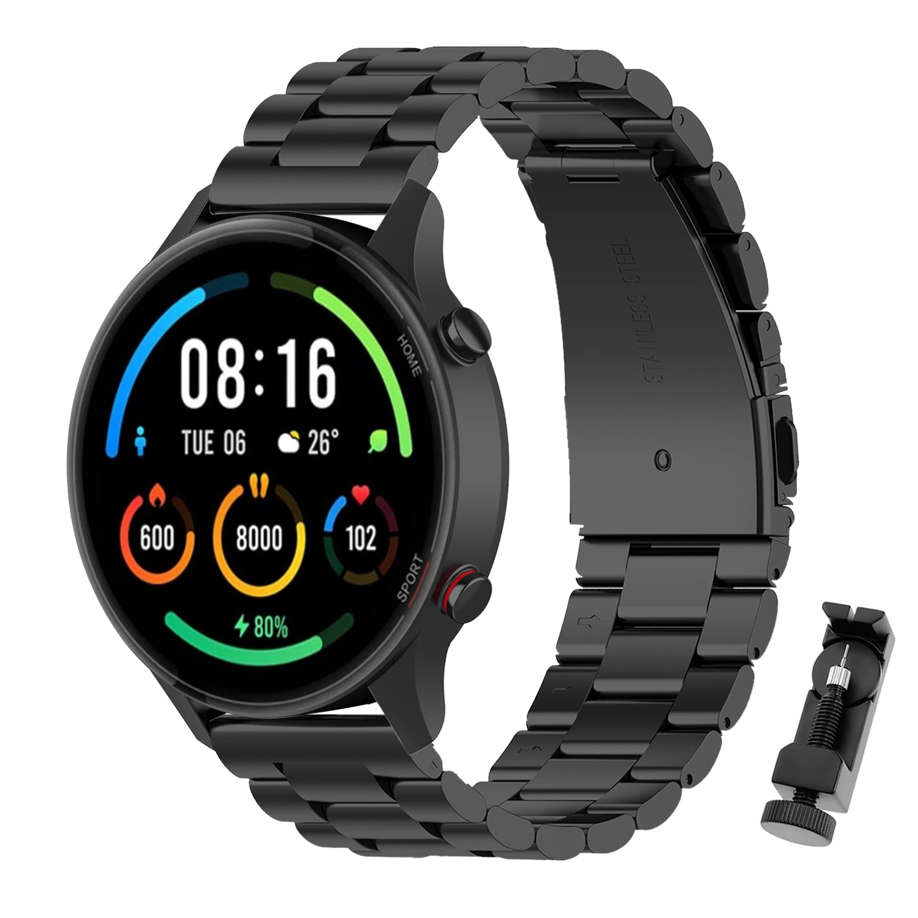SenMore Metal Strap Compatible With Xiaomi Mi Watch,22mm Adjustable Stainless Steel Replacement Watch Band for Xiaomi Mi Watch/Xiaomi Watch S1 Pro/Xiaomi Watch S1 Active/Xiaomi Watch S1.