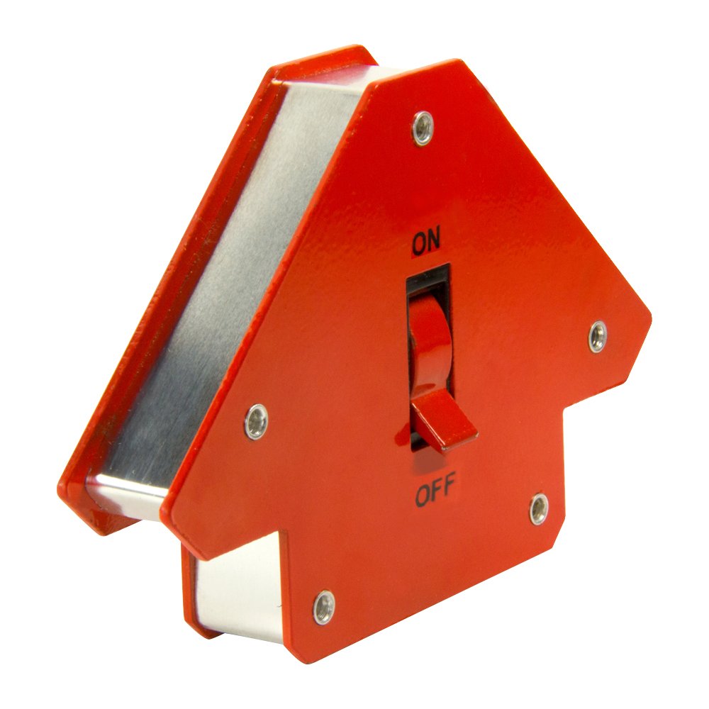 Small Switchable Multi-Angle Welding Magnet for Holding Ferrous Sheets and Tubes in Place - 45° x 90° x 135° - 13kg Pull