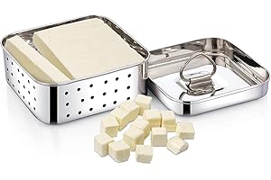 Stainless Steel Paneer Press & Tofu Mold 350ml – Square Strainer Cheese Maker for Homemade Dairy, 10.4 x 10.4 x 4 cm