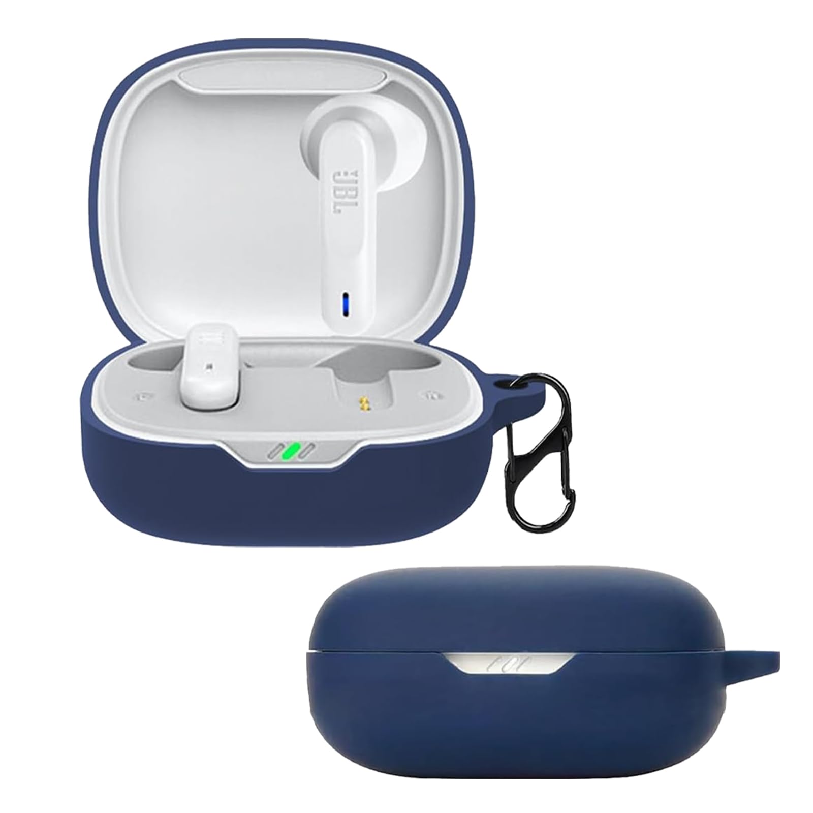 KZIOACSH Silicone Case for JBL Wave Flex, Ultra Slim Anti-Scratch Anti-Lost Protective Earbuds Case Lightweight Washable Sumdge-Proof Earphone Skin Cover with Carabiner for JBL Wave Flex, Blue