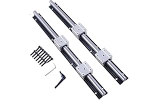 CNCYEAH Linear Rail SBR20 300mm 2PCS Black Linear Rail Guide with 4 PCS SBR20UU 20mm Square Type Carriage Bearing Blocks Linear Rails and Bearings Kit for DIY CNC Routers Lathes Mills
