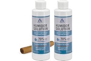 Aunlix Humidor Solution for Cigar Humidor,Cigar Humidifier Solution (200ml x 2 Pack) Humidity Control packs at 70% RH,Propylene Glycol Premixed Liquid Refill Cigar Humidifier,Travel Portable