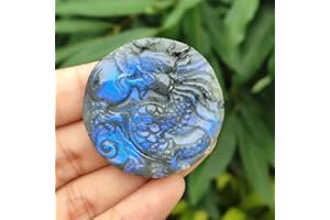 TEAMWILL Natural Labradorite Hand Carved Dragon Quartz Crystal Reiki Healing