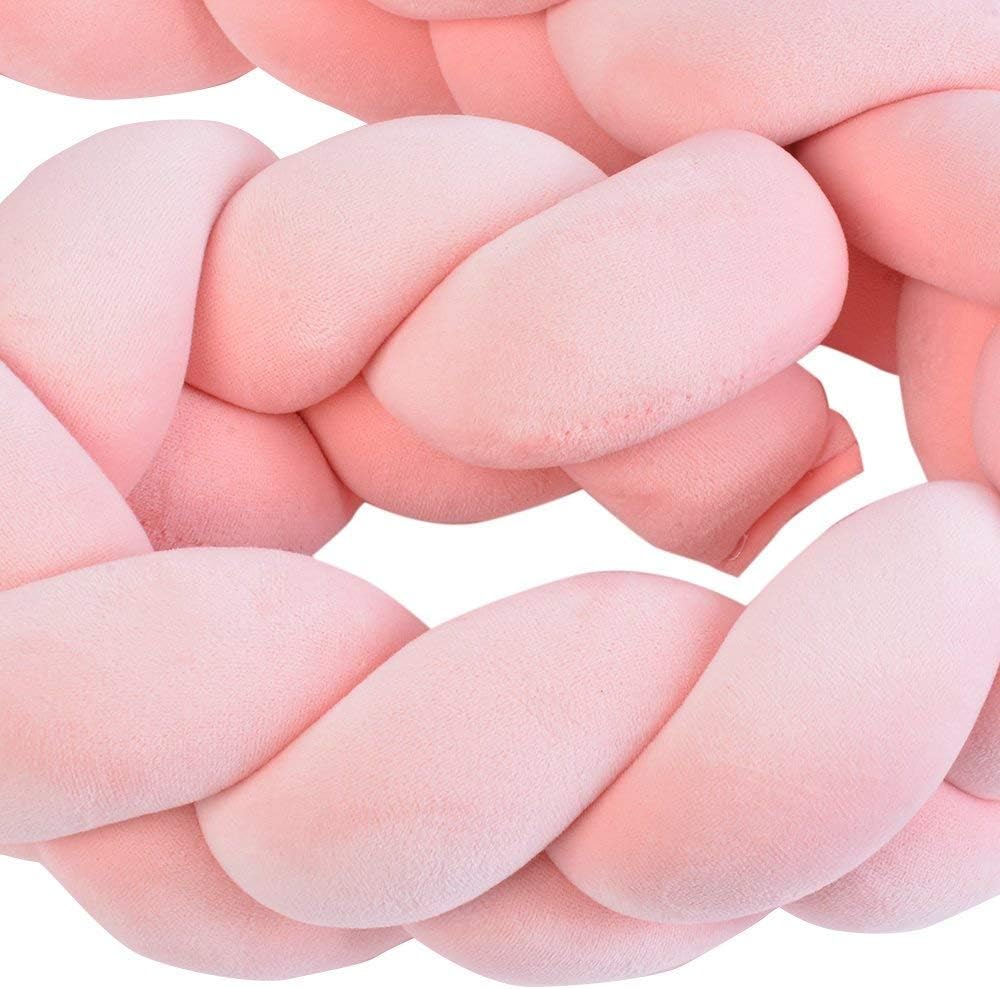 La Chambre De Bebe Llywcm Tressee Tour De Lit Bebe Berceau Tisse A La Main Noue En Peluche Tresse En Peluche Coussin Bumper Lit Noue Oreiller Chambre De Bebe Decoration 2m Rose