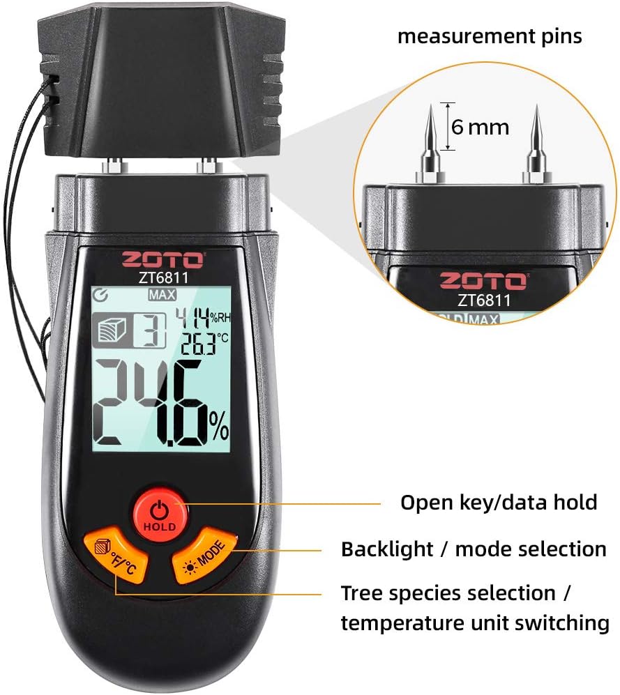 Walls and Carpet Ceilings Digital Water Leak Detector with Large LCD