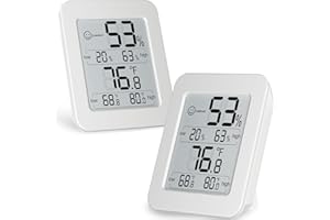TimDonki 2 Pieces Digital Hygrometer with Max and Min Records 10s Fast Refresh Accurate Hygrometer Room Thermometer Indoor for Home, Bedroom, Baby Room, Office, Greenhouse, Cellar (White)