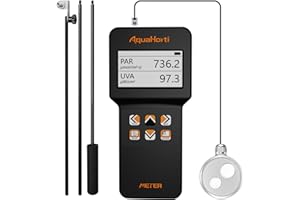 AQUAHORTI Full Spectrum PAR Meter Aquarium, 320-750nm, Test PPFD,UVA w/m².Waterproof Sensor,Show Blue Light PPFD Specially in LED Aquarium Light.Record Historical PAR | UVA