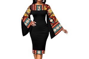 OXGMOKY Women's Dress Church Dresses Work Business Bodycon Split Sleeve Round Neck Floral Pencil Dresses