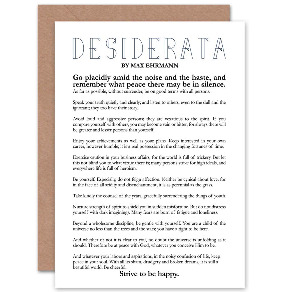 Desiderata Poem By Max Ehrmann - Greeting Card/Birthday CP2036