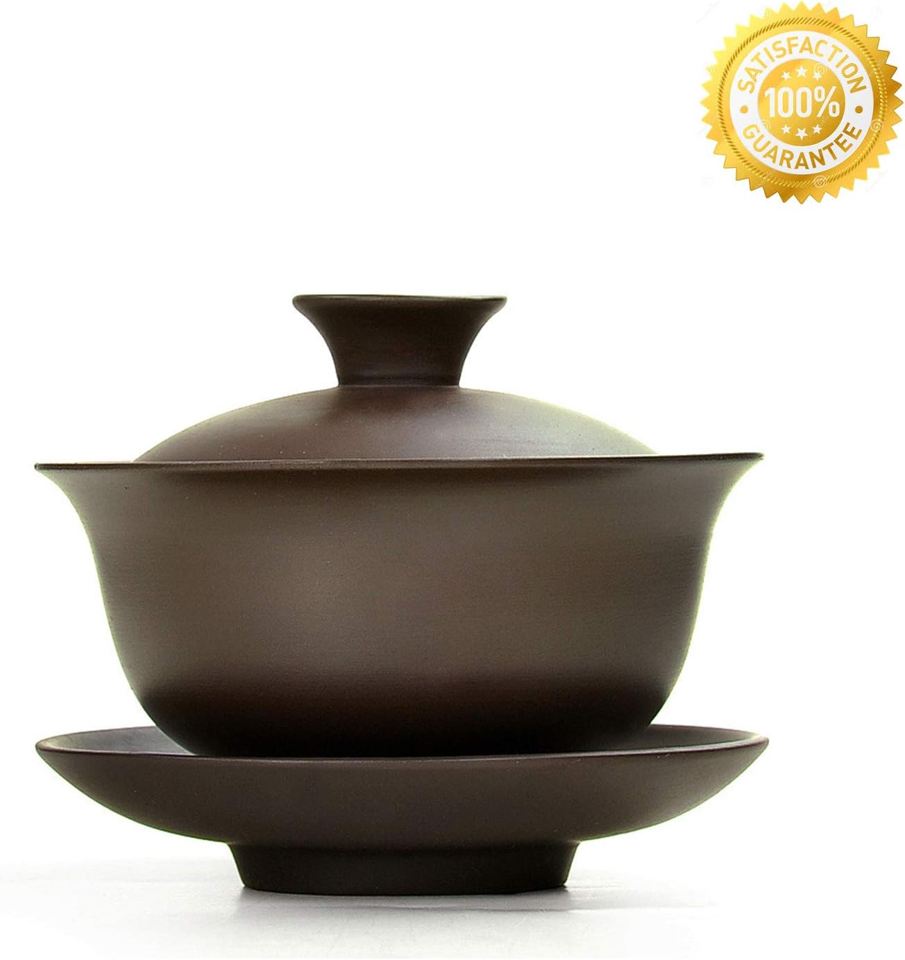 Teacups set,QMFIVE,Chinese Traditional Teaware Zisha Porcelain Gaiwan Kungfu Tea bowl with Lid and Saucer - 3.4oz/100cc