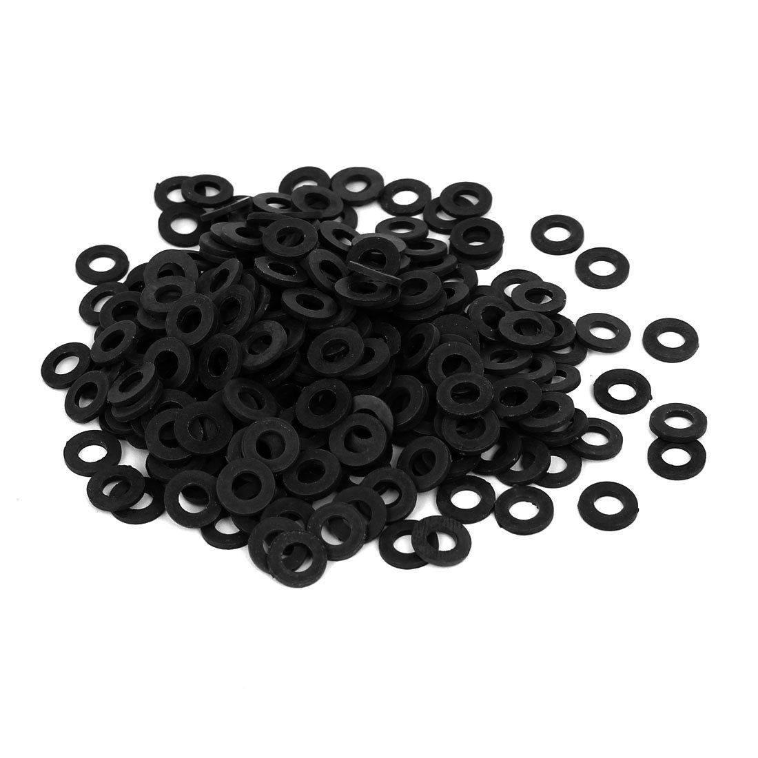 sourcing map M4 x 8mm x 1mm Nylon Flat Insulating Washers Gaskets Spacers Fastener for Faucet Pipe Water Hose Black 300PCS