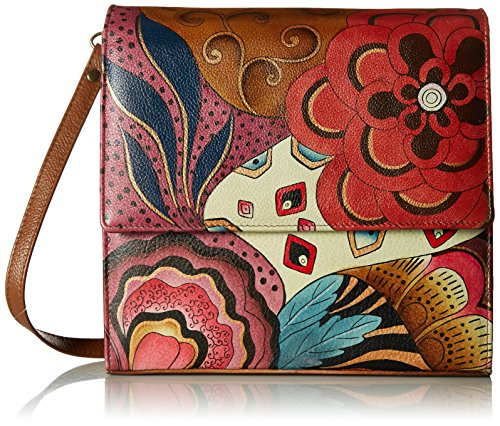womens Anna By Anuschka Hand Painted Leather Women's Flap Crossbody Organizer