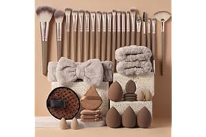 40 Pcs Makeup Brush Set with Makeup Sponges, Professional Cosmetic Brushes Kit for Foundation, Blush, Eyeshadow, Full Coverag