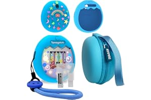 JCHPINE Hard Carrying Case and Silicone Cover Compatible with Tamagotchi Pix Interactive Virtual Pet Game Machine, Screen Film Protector for Tamagotchi Pix Accessories (Blue)