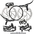 JFOYH zoom HB876 4-Piston Pre-Bled Hydraulic Disc Brake Set for Mountain Bike, Bike Disc Brake Kit with 160mm Rotors, Front and Rear Levers(PM Adapter Included) - Left-Front&Right-Rear