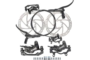 JFOYH zoom HB876 4-Piston Pre-Bled Hydraulic Disc Brake Set for Mountain Bike, Bike Disc Brake Kit with 160mm Rotors, Front and Rear Levers(PM Adapter Included) - Left-Front&Right-Rear