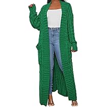 HRESSLBD Womens Stylish Cable Knit Dual Pocket Chunky