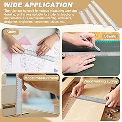 Metal Ruler with Cork Backing,6+12+16+18 Inch