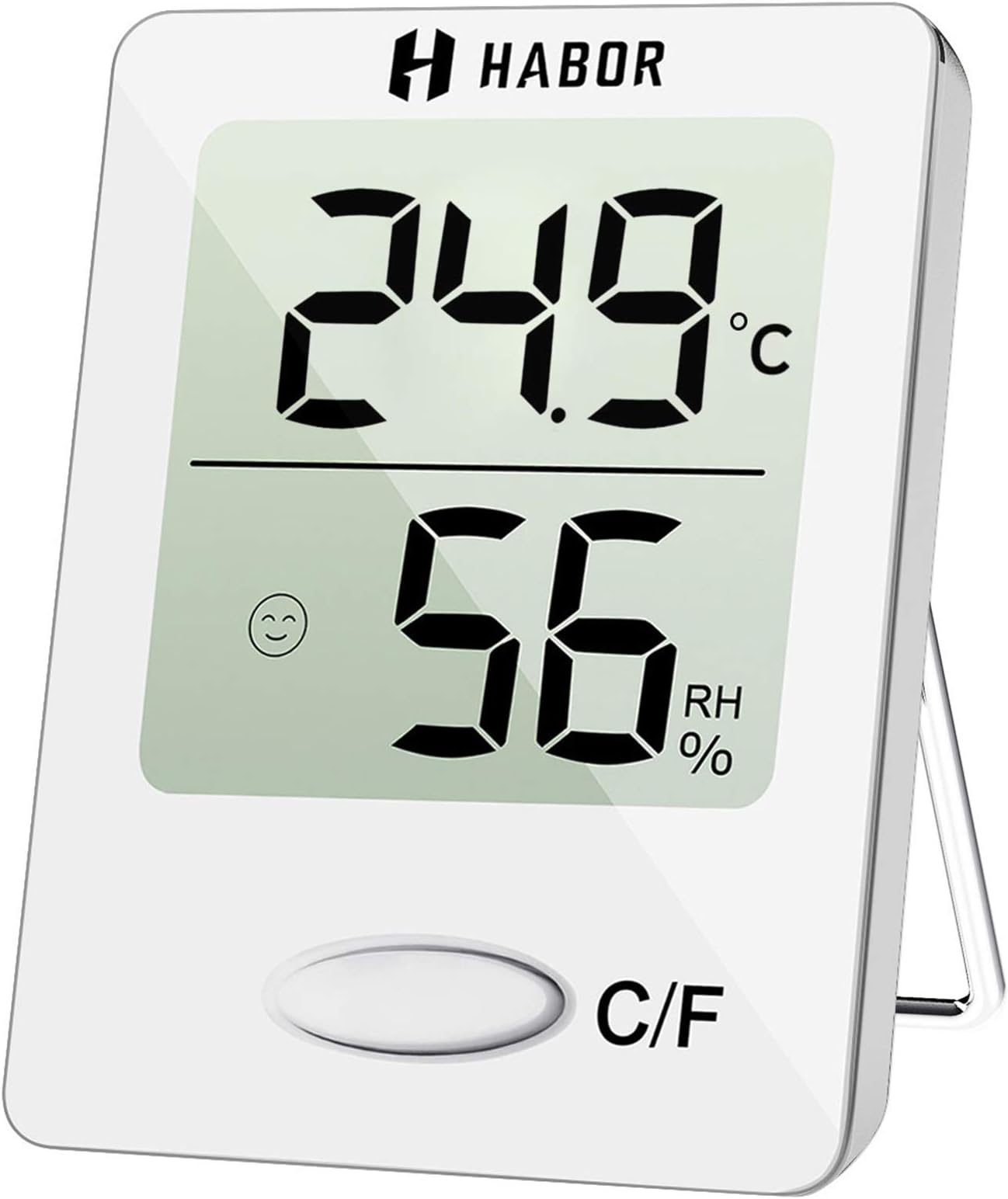 Habor Room, [Mini Style] Meter, Hygrometer Thermometer with Clear LCD Display and Face Icons, Monitor Temperature and Humidity for Home Office Nursery, White, 1 Unit