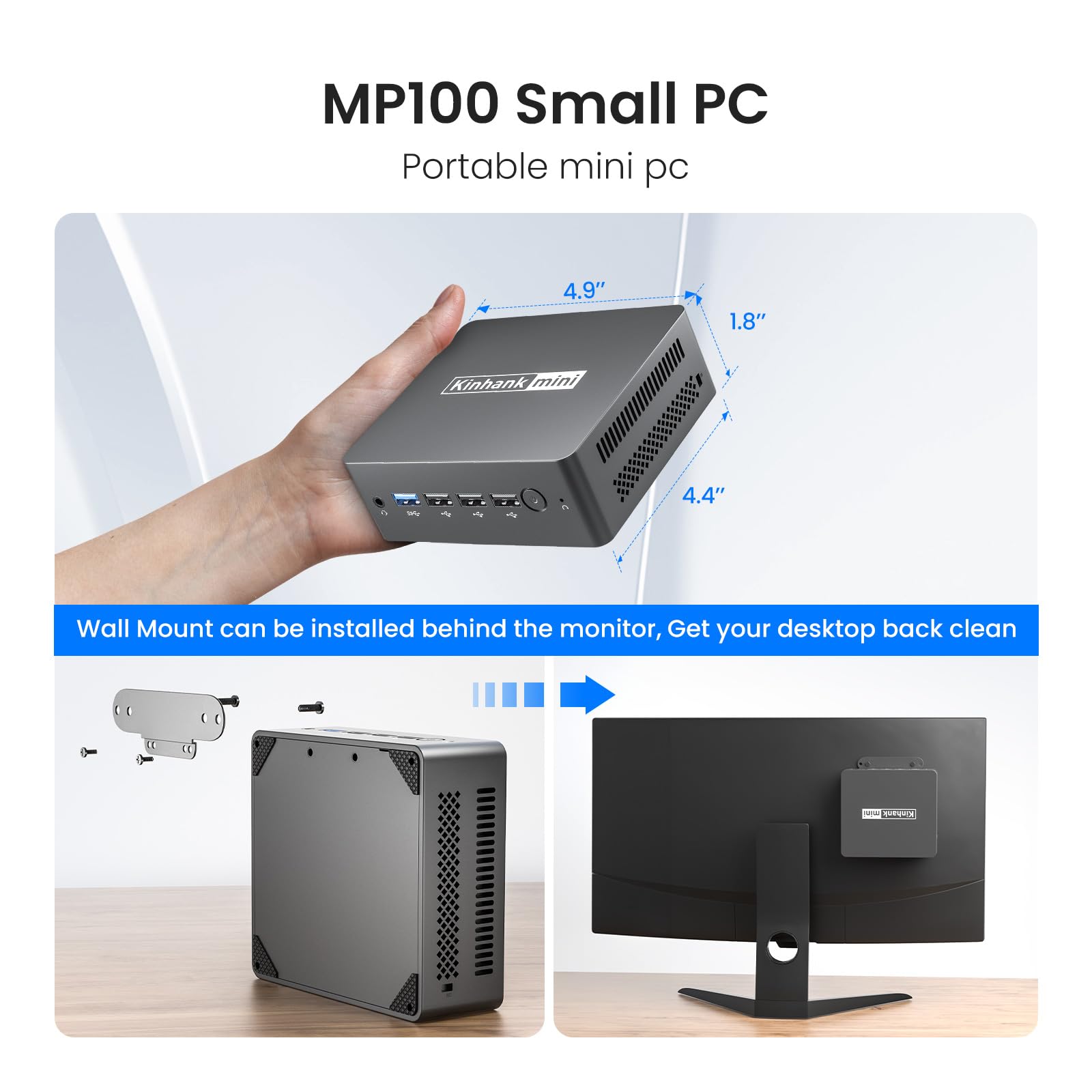 Mini PC Intel N100 (up to 3.4GHz) Mini Computer Windows 11, Small PC 8GB DDR5 256GB SSD,Built in 60,000+Games,4K Dual Display/WiFi 5/BT 4.2/500G External HDD Micro Desktop Computer for Home Office