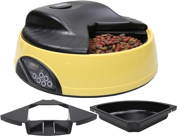 Designer Habitat 4 Day Meal Yellow Automatic Pet Feeder Bowl with Voice