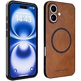Style Uplift SU - iPhone 16 Magnetic Vegan Leather Case -SU.Shield Slim & Protective Design, Compatible with MagSafe, Wireless Charging - Tan Brown Case, Phone Case for iPhone 16 (6.1")