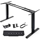 HUANUO Dual Motor Electric Standing Desk Frame, 265 lb Capacity, Black | T-Shaped Legs Fit Desktops Up To 90 X 31.5 Inches; Height-Adjustable Frame For Home Offices