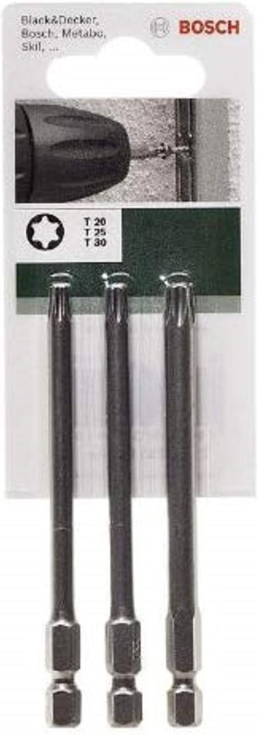 Bosch 2609255972 89mm Torx Screwdriver Bit Set including Standard Quality (3 Pieces), Variety Pack