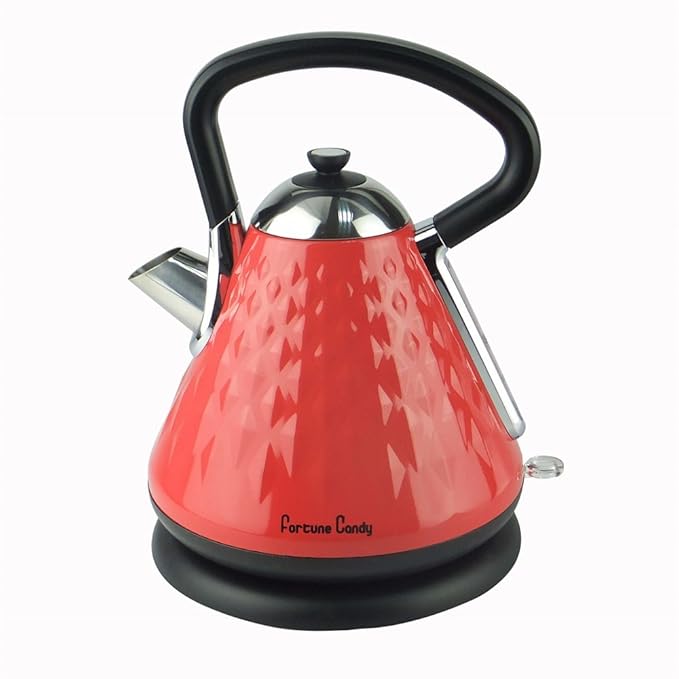 1.7L Electric Kettle, Cordless Stainless Steel Fast Safe Coffee Tea Pyramid Kettle, FDA ETL