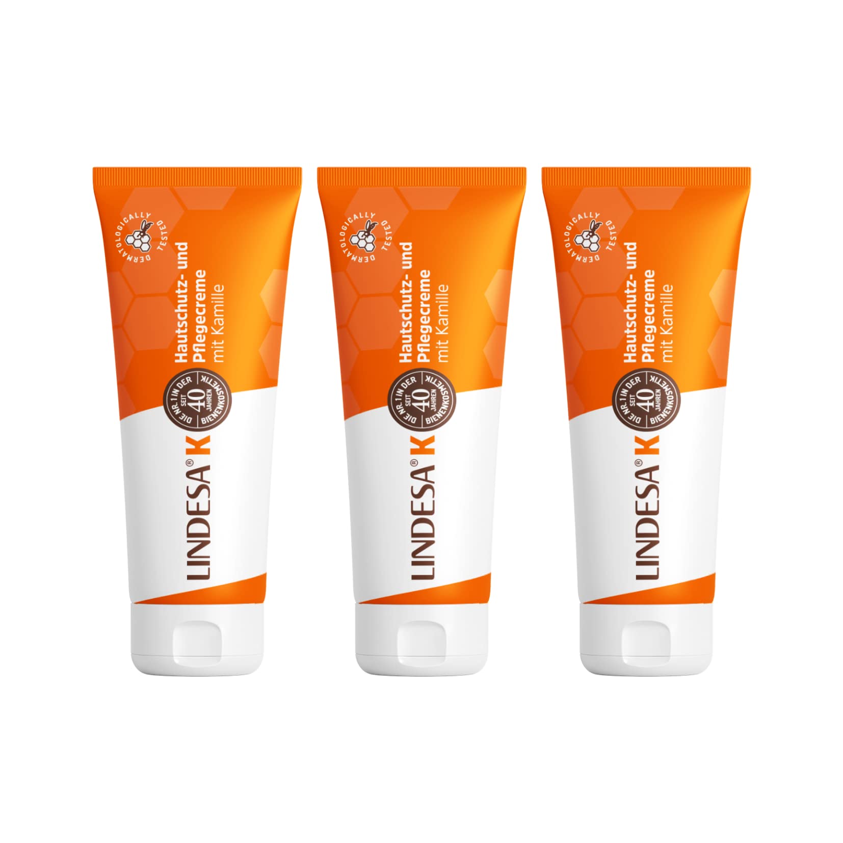 Lindesa K Care Cream with Chamomile and Beeswax Hand Cream Skin Protection Cream Hand Cream Pack of 3 Polyethylene Tube 75 ml
