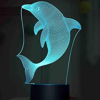 7 Farben, die LED-Delfine ändern Modellierung USB-Schreibtischlampe 3D
