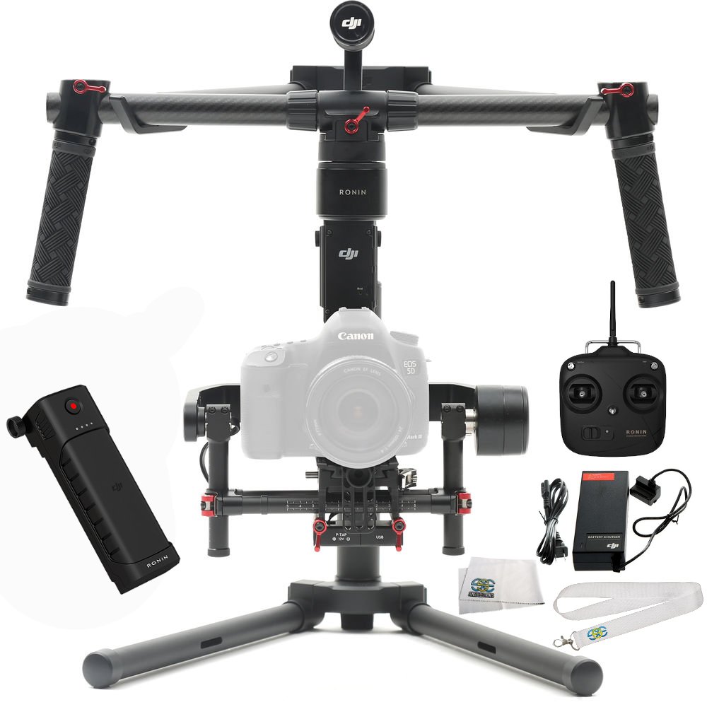DJI Ronin-M 3-Axis Brushless Gimbal Stabilizer Basic Kit Includes Manufacturer Accessories + SSE Transmitter Lanyard + Microfiber Cleaning Cloth