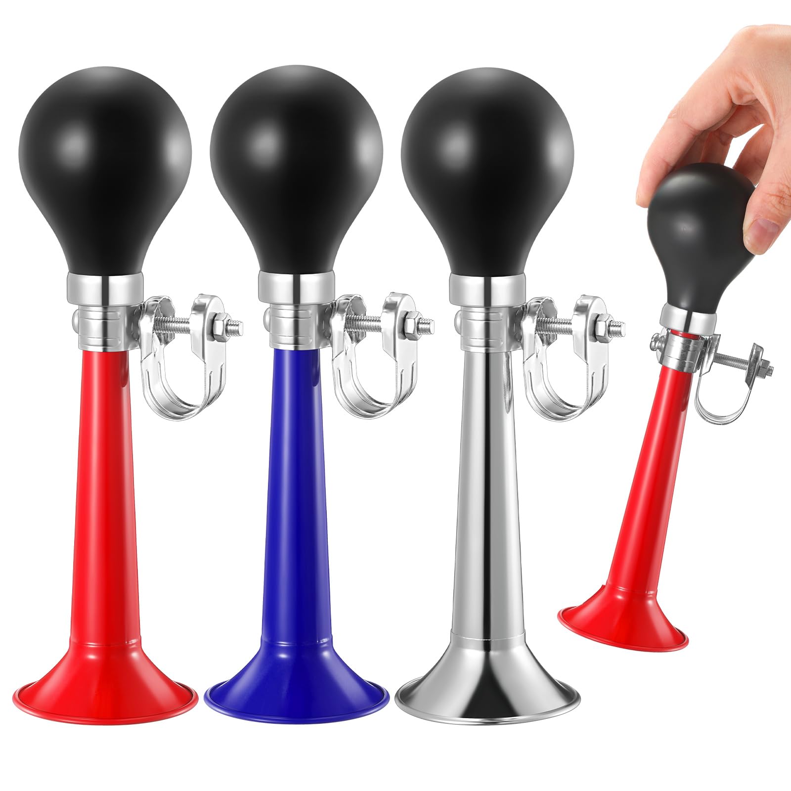Threan 3 Pcs Classic Bike Horn Loud Retro Metal Air Horn for Clown Role Play Street Performance Events Adults Bicycle Handle Twist Loudspeaker Siren Hooter