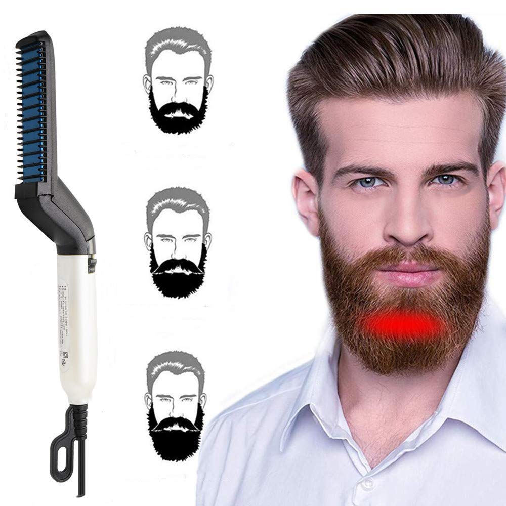 VOARGE Beard Straighteners for Men, Quick Beard Straightener Comb, Multifunctional Hair Curling Curler Beard Comb for Frizzy Beard Hair, DIY Flexible Modelling