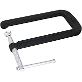 Performance Tool W3982 8 in. Deep Throat Cast Iron C-Clamp | Features 3-inch jaw opening. Sliding T-handle and extra-large swivel base. Rust-resistant powder-coat finish