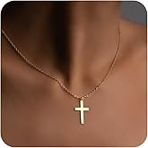 JNZSSWHJJH Cross Necklace for Women - 18K Gold Plated Cross Necklace Dainty Gold Necklace for Women Teens Girls Gold Jewelry Easter Religious Christian Gifts Easter Basket Stuffers