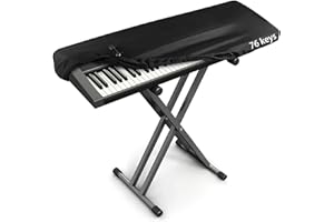 AJKTHGE 76 Key Keyboard Dust Cover - Stretchable Fabric Protector for Digital Piano & Electronic Keyboards (Black) - Universal Fit with Storage Bag