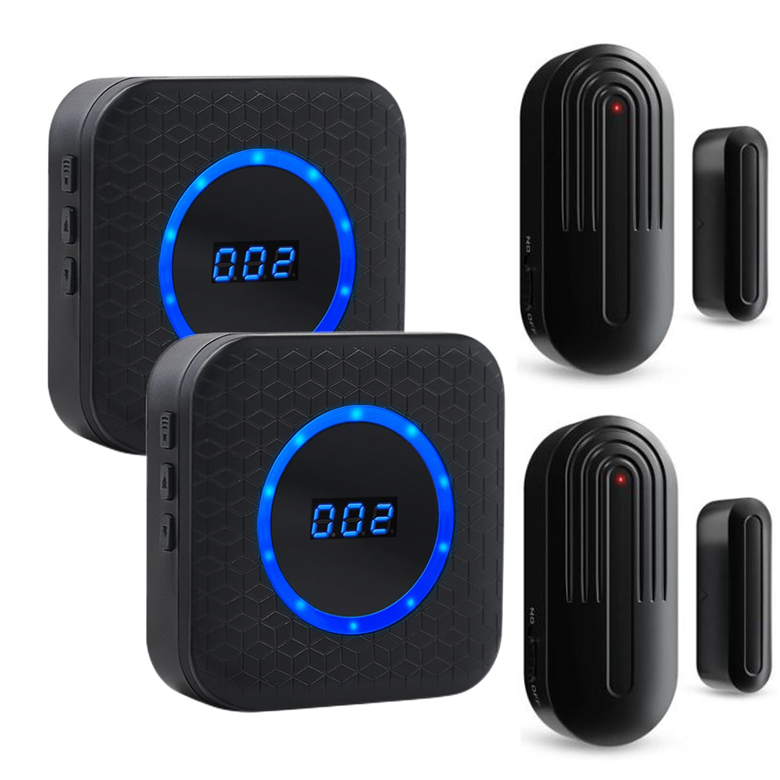 Photo 1 of Door Chime SanJie Wireless Door Sensor for Business Home Office When Entering with 800Ft Range 55 Chimes 5 Volume Levels Adjustable Number Display (2 Receiver & 2 Sensor)