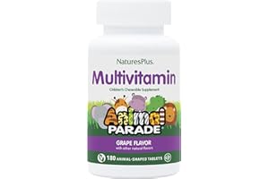 NaturesPlus Animal Parade Children's Chewable Multivitamin - Grape Flavor - 180 Animal-Shaped Tablets - Promotes Health & Well-Being - Vegetarian, Gluten Free - 90 Servings